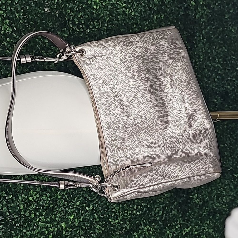 Vintage Coach Metallic Silver Large Hobo